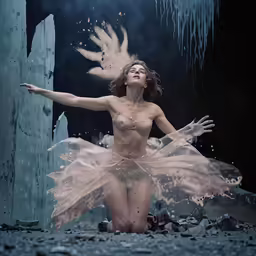 a beautiful woman is in a water scene