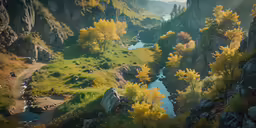 an impression of a mountainous countryside with mountains