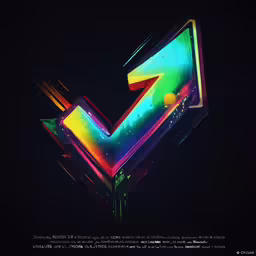 a multicolored 3d image of the letter v in the middle of a black background