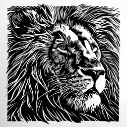 the lion is in black and white on paper,black and white drawing of a lion head