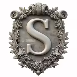 the letter s sits in the center of a frame