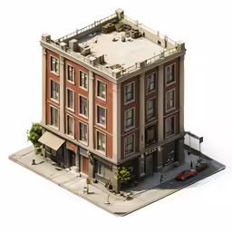 an illustration of a brick building with two stories