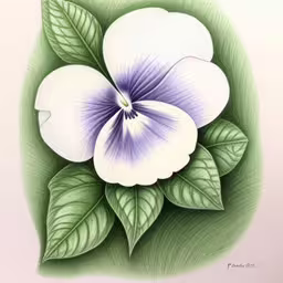 an image of a purple and white flower,some big flowers with some green leaves in the middle