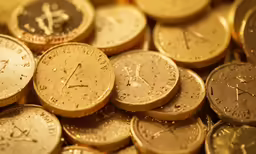 some very close up looking coins in the image