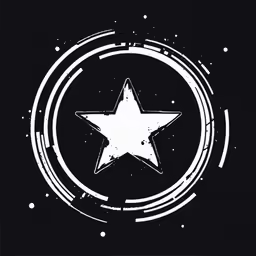 a black and white star on a black background