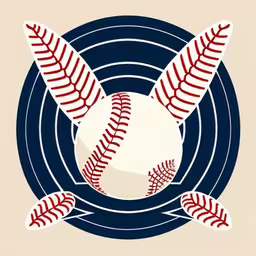 the baseball is in the center of this graphic,a baseball with bats resting on top of it