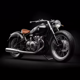 the black motorcycle has brown and white stripes