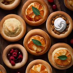 several desserts sit on top of each other with fresh berries