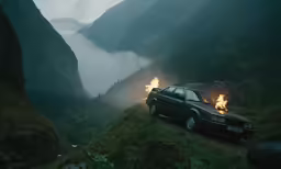 a car that is on the side of a hill