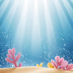 two small pink plants in the sand under the water