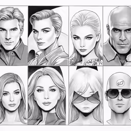 several sketches of people from the movie fast and the cool