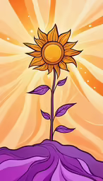a painting of a purple flower is shown