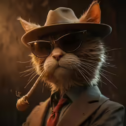 a cat in suit and tie wearing sunglasses
