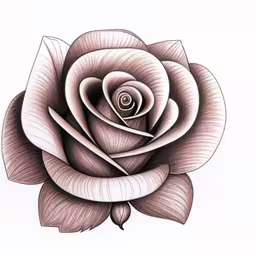 a rose with a very big bud in the middle of it,a rose is shown drawn in black and white