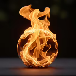 a glass ball filled with liquid and flames