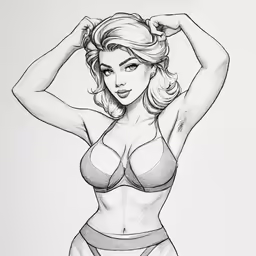 a drawing of a woman wearing lingerie and panties