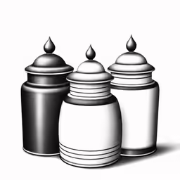 a black and white image of three sugar jars