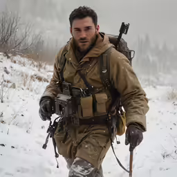 the man is dressed in all of the right gear