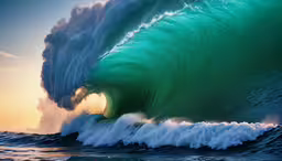 an ocean wave that is rolling in and out,a large wave crashing into the water near the shore