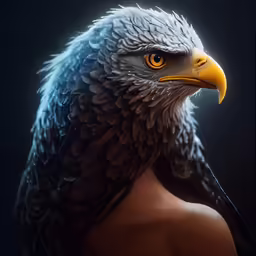close up of an eagle looking directly at the camera