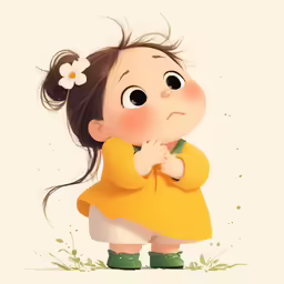 a cartoon girl that is very confused by herself