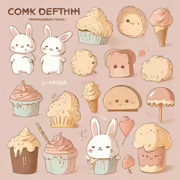 an animal themed set of cartoon foods and snacks