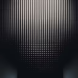light beams passing through a distorted screen that appears to be white dots