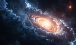 the sun is in a hole among a few stars