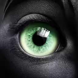 a close - up of the green cat eye