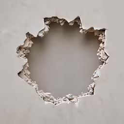 the hole in the wall where the plaster was taken