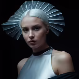a woman with a veil and silver dress