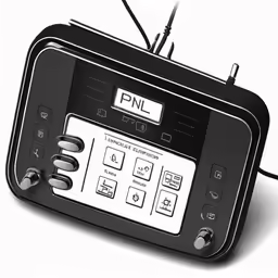 an electronic device sitting on a white background