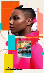 a collage of photos featuring a black girl with her hair in an afro