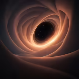 a spiral, dark - colored photo with stars on the horizon