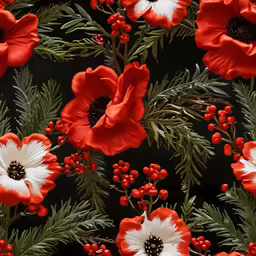 flowers with red, white and black centers