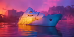 an iceberg with its head sticking out is in the water