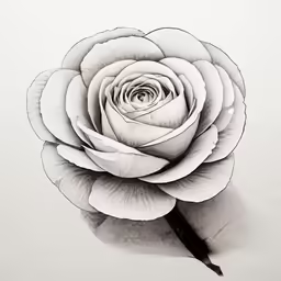 a rose is shown in black and white