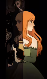 an orange haired girl standing in front of other girls
