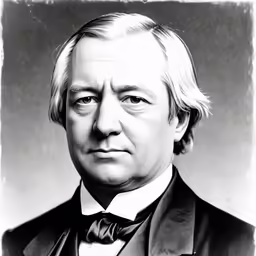 a portrait of an old man in a suit and bow tie