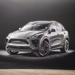 the front view of a gray lamb suv