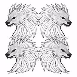 two white wolf heads on top of each other