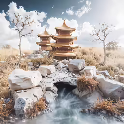 a landscape that looks incredible with rocks and water