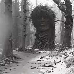 a tree that is in the middle of the road