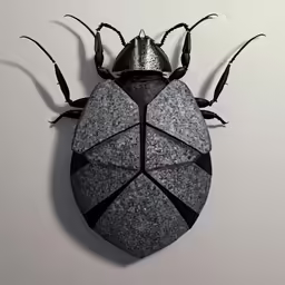 a large insect on the wall with a shield
