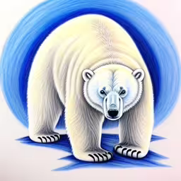 a picture of a polar bear with blue lines