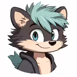 a cartoon style animal with a blue hair
