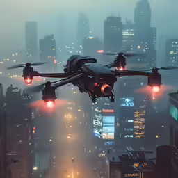 a large air craft flying over a city in the night
