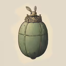 there is a drawing of an animal in the trash can