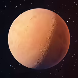 a brown colored moon against a starr background