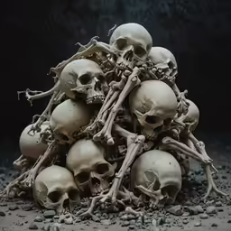 a pile of skulls piled on top of each other